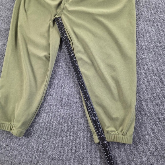 Halara Olive Green Pleated Bib Jumpsuit Pockets Large L Relaxed Tapered Leg - Picture 6 of 9